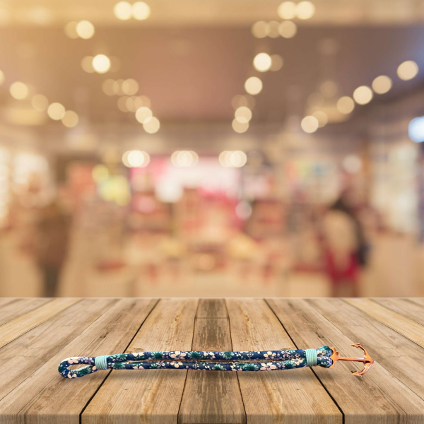 Anchor Bracelet - Blue/Green Floral