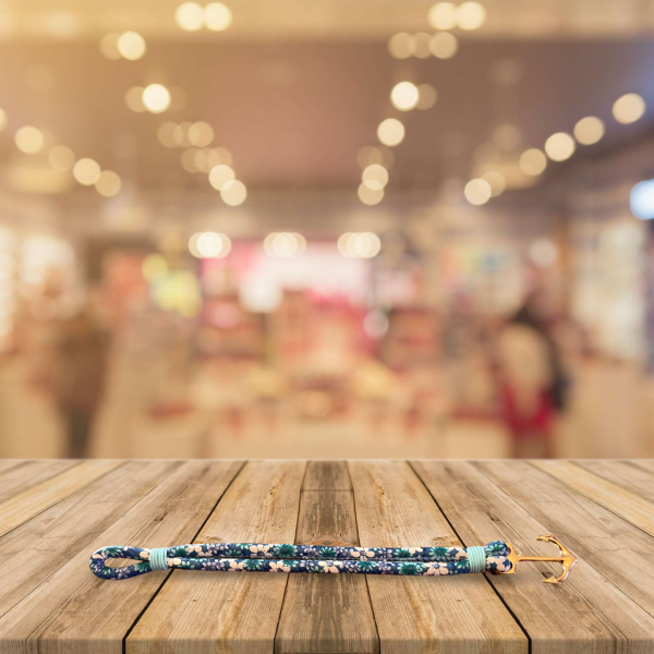 Anchor Bracelet - Blue Floral