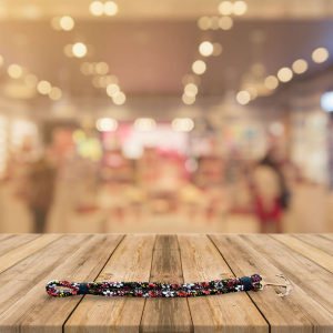 Anchor Bracelet - Black/Pink Floral